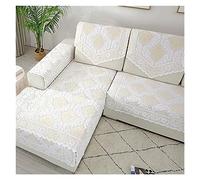 IKFGTJRE Sofa Armrest Cover Simple sofa cover towel thickened encryption non-slip lace cushion backrest armrest Living Room(Gold and silver,130x180cm rectangle)