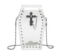 IKFGTJRE Studded Bag Women Rivet Shoulder Bags PVC Clear Jelly Color Stadium Approved Phone Purses Halloween Coffin Shaped Crossbody Bag Handbag For women(Clear)