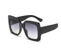 IKFGTJRE Sunglasses Oversized Square Sunglasses Woman Clear Lenses Sun Glasses Female Three Colors Big Frame Party Eye Glasses(Black)