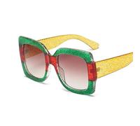 IKFGTJRE Sunglasses Oversized Square Sunglasses Woman Clear Lenses Sun Glasses Female Three Colors Big Frame Party Eye Glasses(Green)