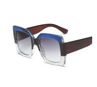 IKFGTJRE Sunglasses Oversized Square Sunglasses Woman Clear Lenses Sun Glasses Female Three Colors Big Frame Party Eye Glasses(Blue trans)