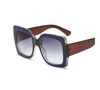 IKFGTJRE Sunglasses Oversized Square Sunglasses Woman Clear Lenses Sun Glasses Female Three Colors Big Frame Party Eye Glasses(Blue)