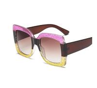IKFGTJRE Sunglasses Oversized Square Sunglasses Woman Clear Lenses Sun Glasses Female Three Colors Big Frame Party Eye Glasses(Pink yellow)