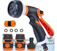 IKHPHE Garden Hose Pipe Spray Gun Set, Garden Showers Set 8 Adjustable Patterns High Pressure Nozzles Perfect for Garden, Watering Plants and Lawn, Car Washing, Shower Pet,Cleaning