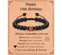 IKIATY 10-21 Years Old Boy Birthday Gifts, Beaded Bracelets Gifts for Son Grandson Nephew Brother Friends with Happy 10th-21st Birthday Card, 10th, Stone, no gemstone