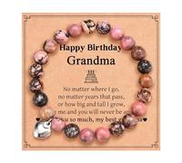IKIATY Birthday Gifts for Mom Grandma Nana Aunt Sister Friend Daughter, Natural Stone Bracelet for Women Girls Her with Happy Birthday Card, S, Stone, no gemstone
