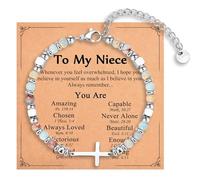 IKIATY Christian Gifts for Women Girls, Religious Cross Bracelet, Birthday Christmas Easter Baptism Confirmation First Communion Valentines Day Graduation Gifts for Her, adjustable, Stainless Steel