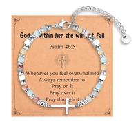 IKIATY Christian Gifts for Women Girls, Religious Cross Bracelet, Birthday Christmas Easter Baptism Confirmation First Communion Valentines Day Graduation Gifts for Her, adjustable, Stainless Steel