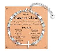 IKIATY Christian Gifts for Women Girls, Religious Cross Bracelet, Birthday Christmas Easter Baptism Confirmation First Communion Valentines Day Graduation Gifts for Her, adjustable, Stainless Steel