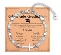 IKIATY Christian Gifts for Women Girls, Religious Cross Bracelet, Birthday Christmas Easter Baptism Confirmation First Communion Valentines Day Graduation Gifts for Her, adjustable, Stainless Steel
