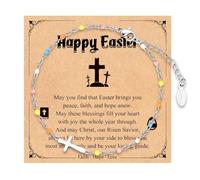 IKIATY Cross Bracelet for Girls, Easter Basket Stuffers for Teens Girls Baptism Confirmation First Communion Christian Easter Jewelry Gifts, God is within her.She will not fall, Stainless Steel, no