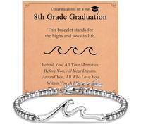 IKIATY Gifts for Best Friend Sister Daughter Granddauhgter Niece, The Wave of Life Bracelet, Christmas Birthday Valentines Graduation Day Gifts for Women Her, adjustable, Stainless Steel, no gemstone