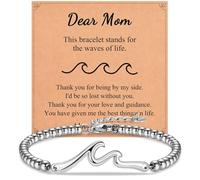 IKIATY Gifts for Best Friend Sister Daughter Granddauhgter Niece, The Wave of Life Bracelet, Christmas Birthday Valentines Graduation Day Gifts for Women Her, adjustable, Stainless Steel, no gemstone