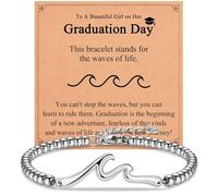 IKIATY Gifts for Best Friend Sister Daughter Granddauhgter Niece, The Wave of Life Bracelet, Christmas Birthday Valentines Graduation Day Gifts for Women Her, adjustable, Stainless Steel, no gemstone