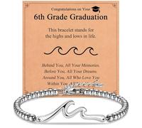 IKIATY Gifts for Best Friend Sister Daughter Granddauhgter Niece, The Wave of Life Bracelet, Christmas Birthday Valentines Graduation Day Gifts for Women Her, adjustable, Stainless Steel, no gemstone