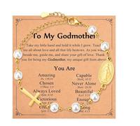 IKIATY Godmother Proposal Gift from Godchild, Religious Virgin Mary Rosary Cross Bracelet Jewelry for Women with Card, Birthday Christmas Easter Catholic Gifts for Godmother Women
