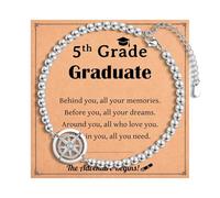 IKIATY Graduation Gifts for Her, Class of 2025 High School 5th 6th 8th Grade College Masters Degree Graduation Compass Bracelet Jewlry Gifts for Girls Women, adjustable, Stainless Steel, no gemstone
