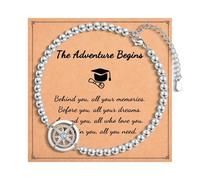 IKIATY Graduation Gifts for Her, Class of 2025 High School 5th 6th 8th Grade College Masters Degree Graduation Compass Bracelet Jewlry Gifts for Girls Women, adjustable, Stainless Steel, no gemstone