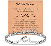 IKIATY Inspirational Gifts for Women, Wave of Life Inspirational Bracelet, Thinking of You Cheer Up Get Well Encouragement Gifts for Women Friends, Life is Tough But So are You, adjustable, Stainless