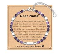 IKIATY Purple Amethyst Gemstone Bracelet, Mothers Day & Birthday Gift for Grandma, Modern Beaded Strand with Lobster Claw Clasp, Granny, Stone, no gemstone