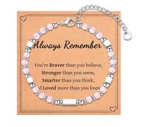 IKIATY Tiny Beaded Bracelet Gifts for Teen Girls Women, Christmas Stocking Stuffers Easter Birthday Valentines Day Gifts with Inspirational Card, adjustable, Stainless Steel, no gemstone