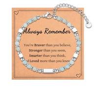IKIATY Tiny Beaded Bracelet Gifts for Teen Girls Women, Christmas Stocking Stuffers Easter Birthday Valentines Day Gifts with Inspirational Card, adjustable, Stainless Steel, no gemstone