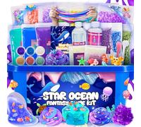 iKidiki Slime Kit, Marine Galaxy Slime Making Kit for Kids Age 6+, Toys for Boys Girls Butter Slime, Galaxy Slime Set to Make Glow in the Dark