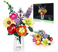 IKIDSUN Flowers Bouquet Building Sets, 9 Kinds of Flower Plants for Botanical Collection and Decorative Home 861PCS Botanical Piece for Women Girls Adults, Gift for Girls Adults Ages 6+, No Vase