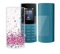 Ikiiqii for Nokia 105 4G 2023 (1.80") Phone Case + Tempered Glass, Shockproof Cover Bumper Shell Soft Silicone Anti-Scratch Clear Case + 9H Hardness Screen Protector - Full of Love