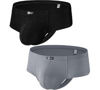 iKingsky Men's Cheeky Thong Sexy Brazilian Back Underwear Low Rise Half Back Boxer Briefs Mini Cheek Under Panties for Men, Black+grey, L