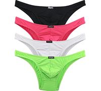 iKingsky Men's Soft Low Rise Bikini Underwear Sexy Mid Coverage Back Briefs, 4 Pack, XXL