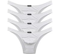 IKINGSKY Men's Soft Low Rise Bikini Underwear Sexy Mid Coverage Back Briefs, White-4 Pack, XXL