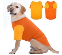IKIPUKO 2 Pack Large Dog T-Shirts 3XL - Breathable Durable Cotton Shirt, Shedding Control Protect Skin Dogs Clothes for Husky, Labrador, Summer Hot Day Sleep, Walk, Sea, Park Play, Camping, Orange