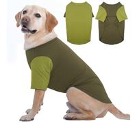 IKIPUKO 2 Pack Large Dog T-Shirts 3XL - Breathable Durable Cotton Shirt, Shedding Control Protect Skin Dogs Clothes for Husky, Labrador, Summer Hot Day Sleep, Walk, Sea, Park Play, Camping, Green