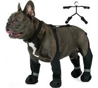 IKIPUKO Dog Suspenders Boots, Winter Snow Shoes for Small Dogs, Waterproof Dog Boots for Rain Mud, Anti-Slip Stay-On for Active Dogs, Adjustable Reflective Paw Protector for Walking Hiking, S Black