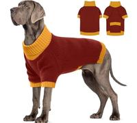 IKIPUKO Great Dane Dog Sweater XXXXXL, Warm Turtleneck Dog Sweater with Harness Hole, Stretchy Christmas Sweaters for Extra Large Dogs Boy Girl, Winter Warm Pet Clothes Holiday Outfit, Burgundy 5XL