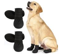 IKIPUKO Waterproof Dog Boots, Rain Shoes for Small Medium Large Dogs, Non-Slip Dog Shoes with Differentiated Front & Rear Design, Paw Protectors for Rain Snow Mud Hot Pavement, Black 2XL