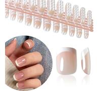 IKISKT 120Pcs 5 Pack Kids Acrylic False Nails Press On Full Coverage Classic French Short Color False Nails Art Kits Sets Great Christmas Gift For Kids Girls