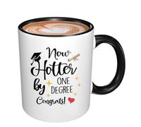IKJHG Funny Graduation Mug Gifts for Her Him Funny College Graduation Gifts, Bachelor's Masters Degree Graduation Mug, Phd Graduation Gift for Women,Men Now Hotter by One Degree 11oz Black