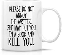 IKJHG Funny Writer Mug Gift Please Do Not Annoy The Writer Author Literary Novel Writer 11 Oz Ceramic Coffee Mugs - Sarcastic Inspirational Birthday Gifts for Friend Coworker Him Her Dad Mom