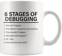 IKJHG Stages of Debugging Computer Programmer Gift Funny Programming Mug for Dad Husband Boyfriend Coworker from Wife Girlfriend Friends 11 Oz White Coffee Cup