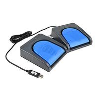 iKKEGOL Upgraded USB Foot Double Switch Pedal Assembly Control Two 2 Key Footswitch Program Customized Computer Keyboard Mouse Game Action HID (Blue Pedal)