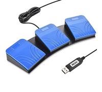 iKKEGOL Upgraded USB Triple Foot Pedal Optical Switch Control 3 Key Three Button Program Computer Keyboard Mouse Game Action HID Blue (Triple Pedal)