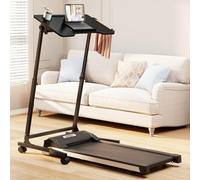 ikkle Bike Trainer Desk with Wheels, Wood Adjustable Treadmill Desk, Rolling Standing Desk for Indoor Cycling Trainers, Treadmill, Walking pad, Stationary/Spin Bikes, Black