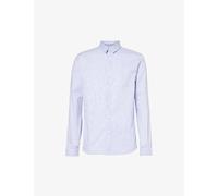 Ikks Mens Marine Striped Slim-fit Cotton Shirt Xxl