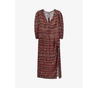 Ikks Womens Black Ikat-print Metallic Woven Midi Dress 14