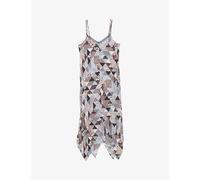 Ikks Womens Blue Grey Floral Patchwork Asymmetric Viscose Midi Dress 10