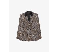 Ikks Womens Brown Cognac Leopard-print Woven Blazer 6