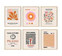 Iknostine Famous Artist Wall Art Prints Set of 6 Matisse Posters Canvas Artwork Abstract Aesthetic Picasso Bauhaus Flower Market Gallery Wall Decor for Bedroom Kitchen Bathroom (8"x10" UNFRAMED)
