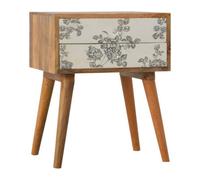 Iko Black Floral Screen Printed Bedside